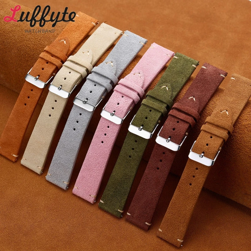 Suede Strap Watch - ヴィンテージスエード本革時計ストラップ 18 ミリメートル 20 ミリメートル 22