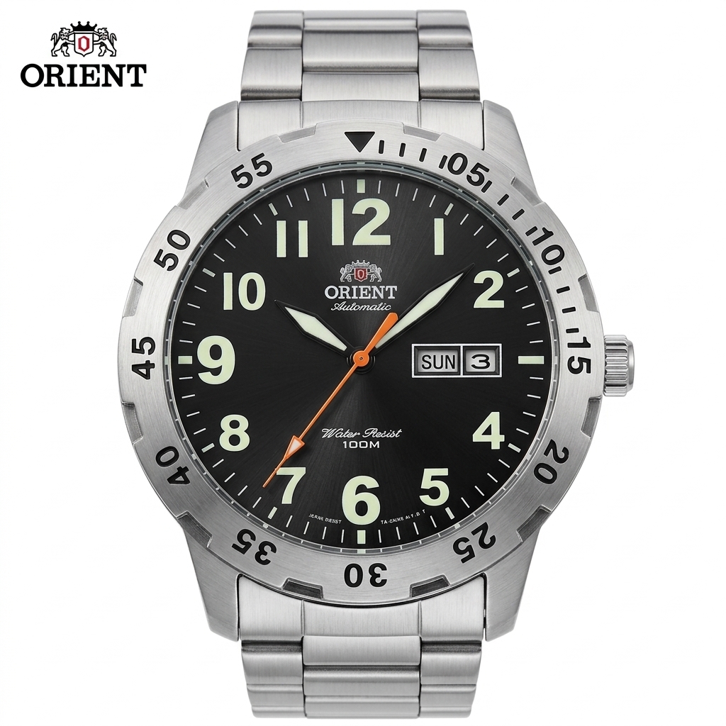 Seiko Watch Presage - オリエント 日本製自動巻き腕時計 メンズ 100M防水 デュアルデイデイト 夜光ステンレススチール