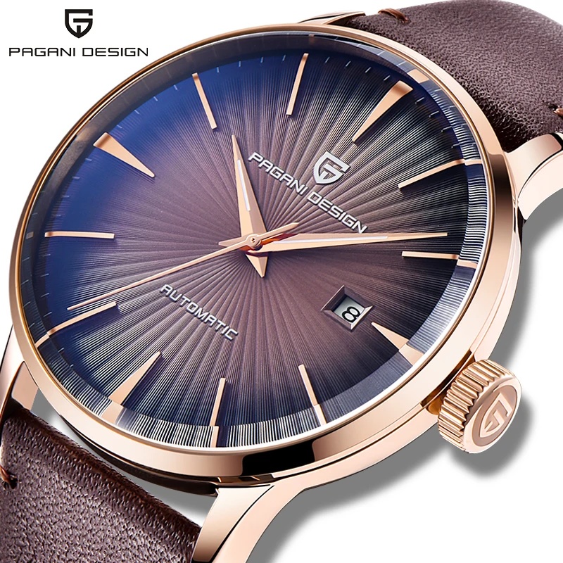 Seiko Watch Presage - クラシックなデザインのビジネス向け自動巻き腕時計。PAGANI DESIGN PD2770。ステンレススチール製ケース、レザーベルト。30m防水。男性用。