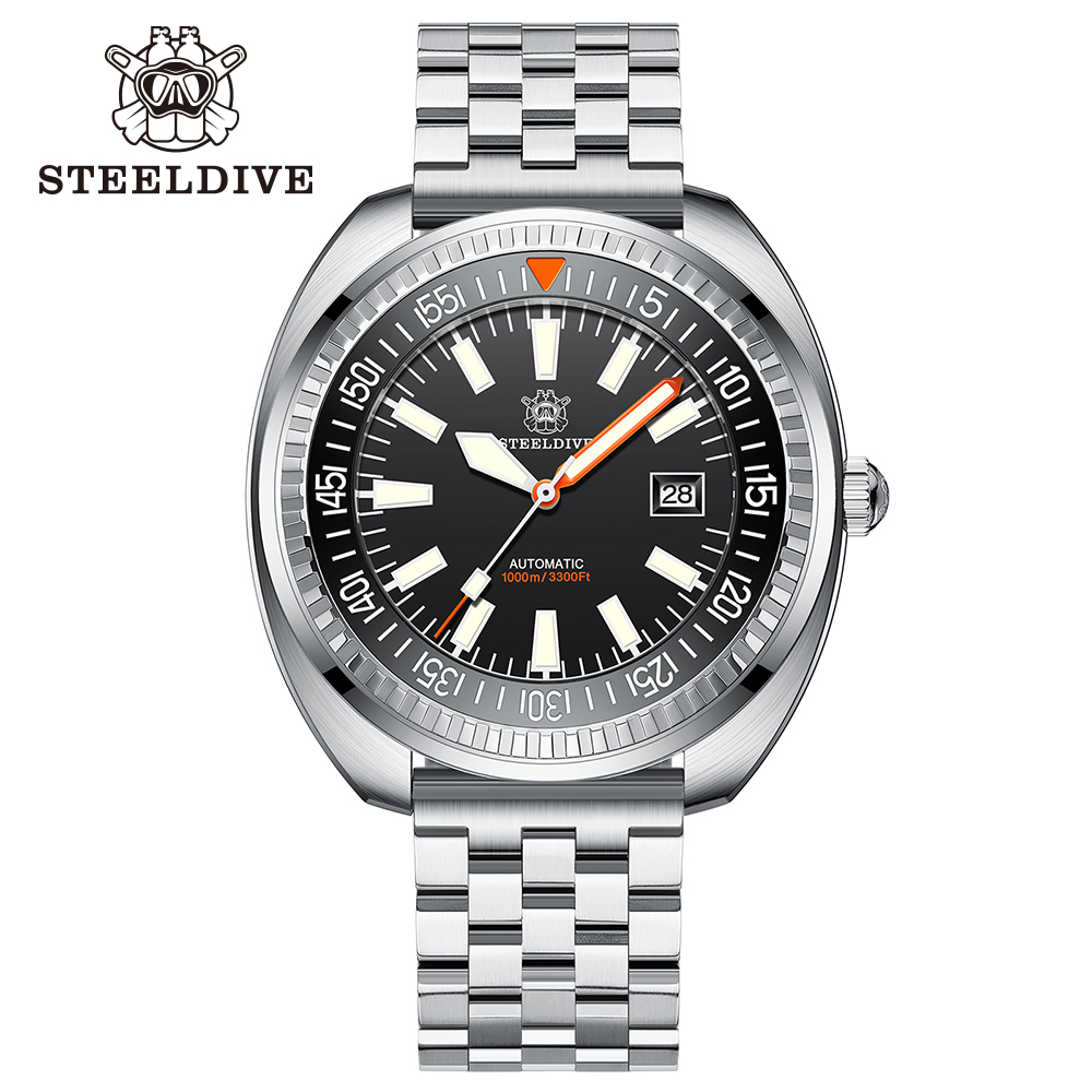 Seiko Watch Prospex - Steeldive-男性用自動サファイアダイブウォッチ,クールなデザイン,防水1000m,49mm,大型,nh35,セラミックベゼル