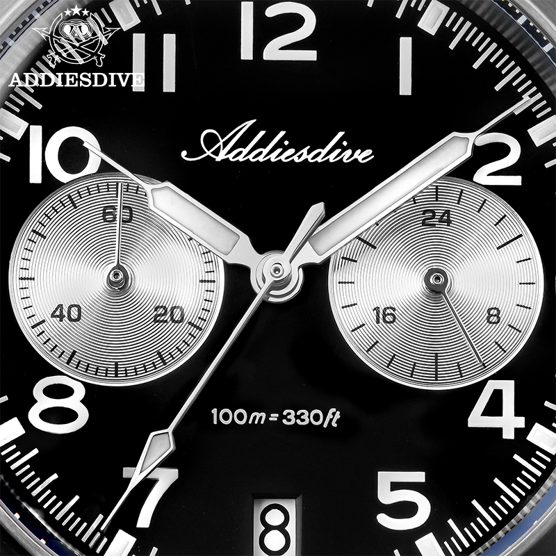 Rolex Watch Submariner - ADDIESDIVE 新しい高級クロノグラフ腕時計 VK64 パンダダイヤルクォーツムーブメントサファイアガラス 100 メートル防水スポーツメンズ腕時計