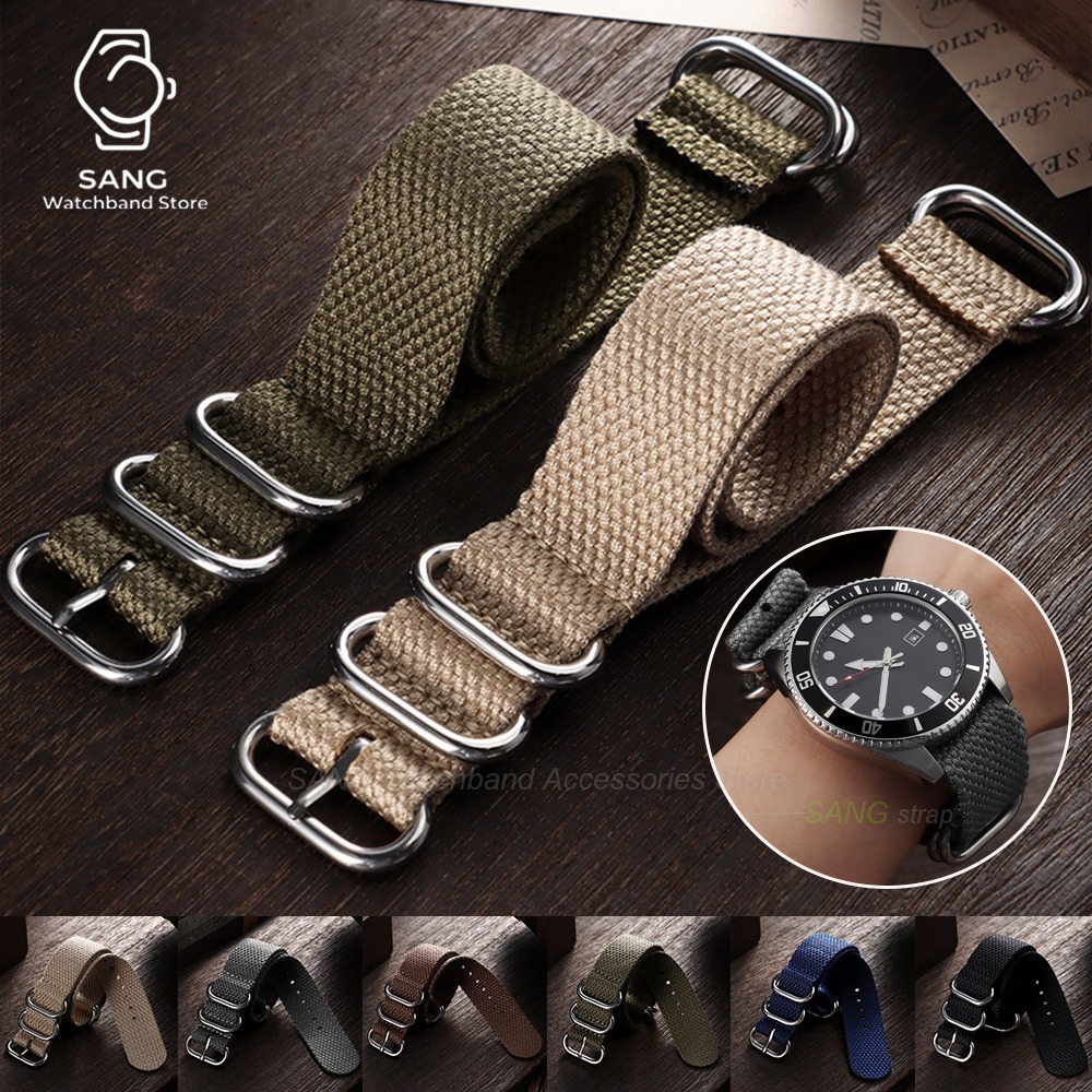 Perlon Strap Woven - 20mm、22mm。パーソン製、オメガ製、サムスン製。コットンナイロン織りのキャンバス製腕時計バンド。男性用、女性用。スポーツ用ブレスレット、アクセサリー。