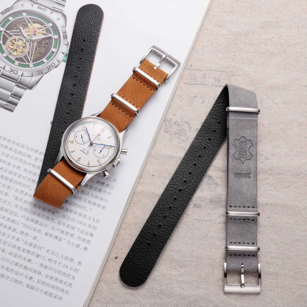 Tropic Strap Vintage - Hemsut-男性と女性のための本革ストラップ,スエードバンド,ワンピース,ミリタリースタイル,ヴィンテージ,18 20 22mm