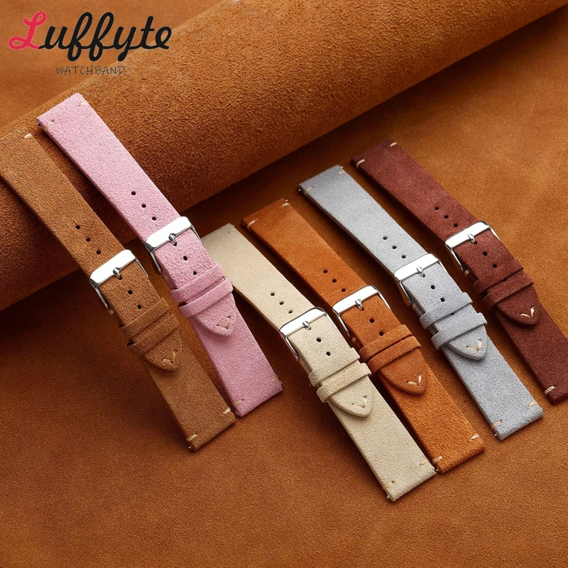 ヴィンテージスエード本革時計ストラップ 18 ミリメートル  - Suede Strap Watch のレビューと価格