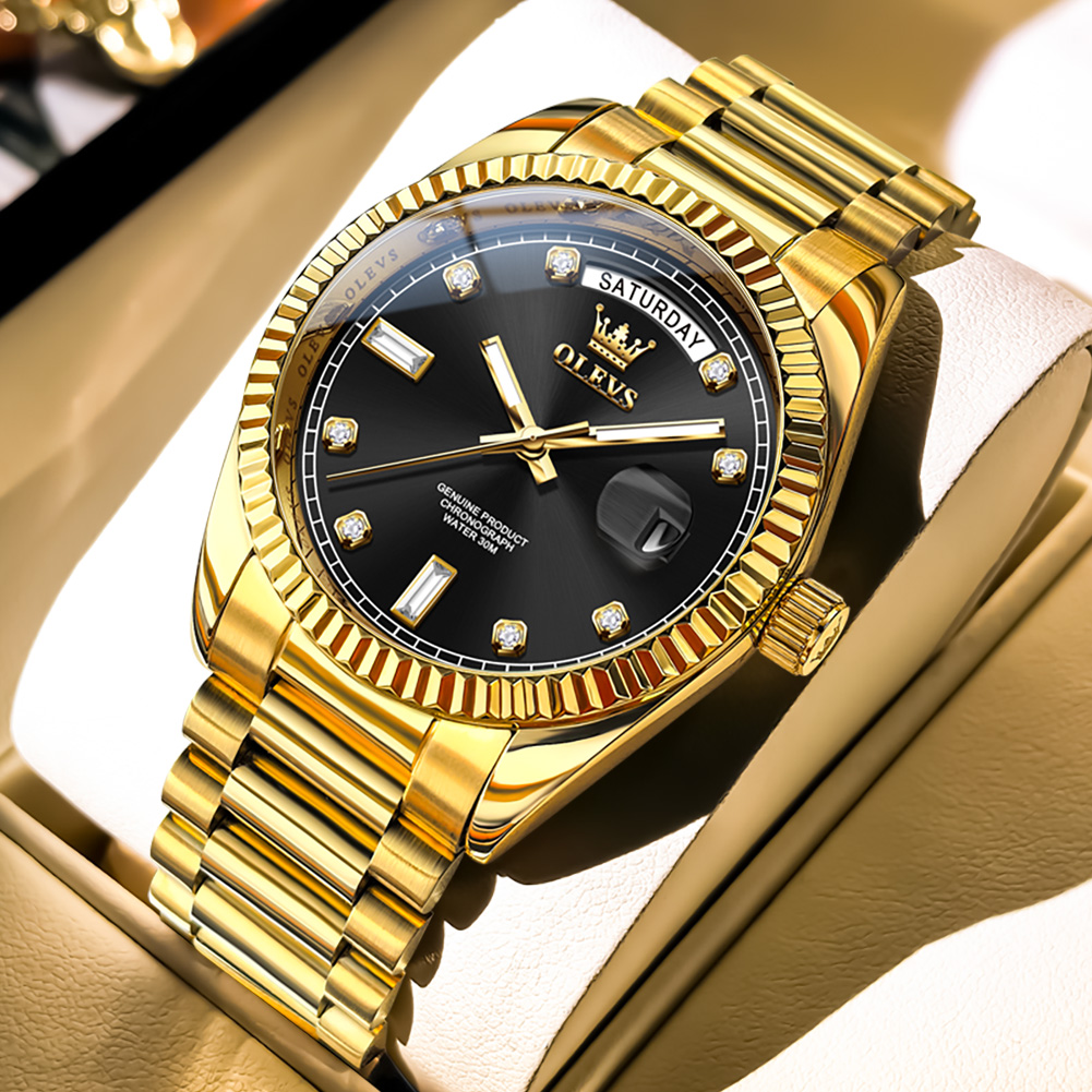 OLEVS メンズ全自動機械式腕時計 ゴールドステンレススチ - Rolex Watch Submariner のレビューと価格