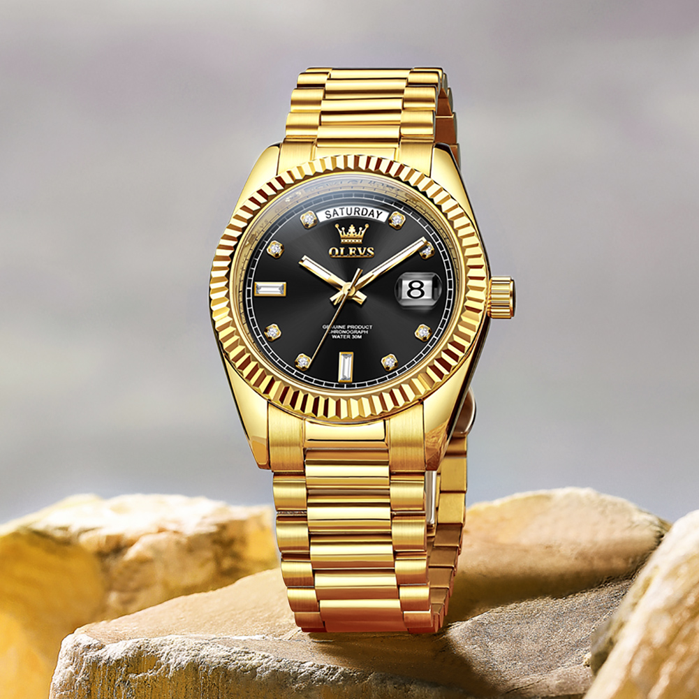 OLEVS メンズ全自動機械式腕時計 ゴールドステンレススチ - Rolex Watch Submariner のレビューと価格