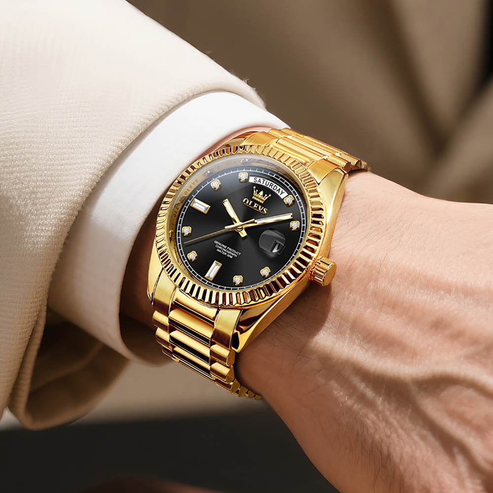 OLEVS メンズ全自動機械式腕時計 ゴールドステンレススチ - Rolex Watch Submariner のレビューと価格