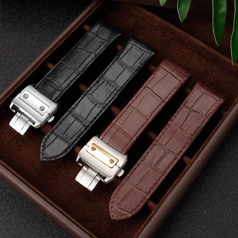 20 ミリメートル 23 ミリメートル本革時計ストラップカル - Cartier Watch Santos のレビューと価格