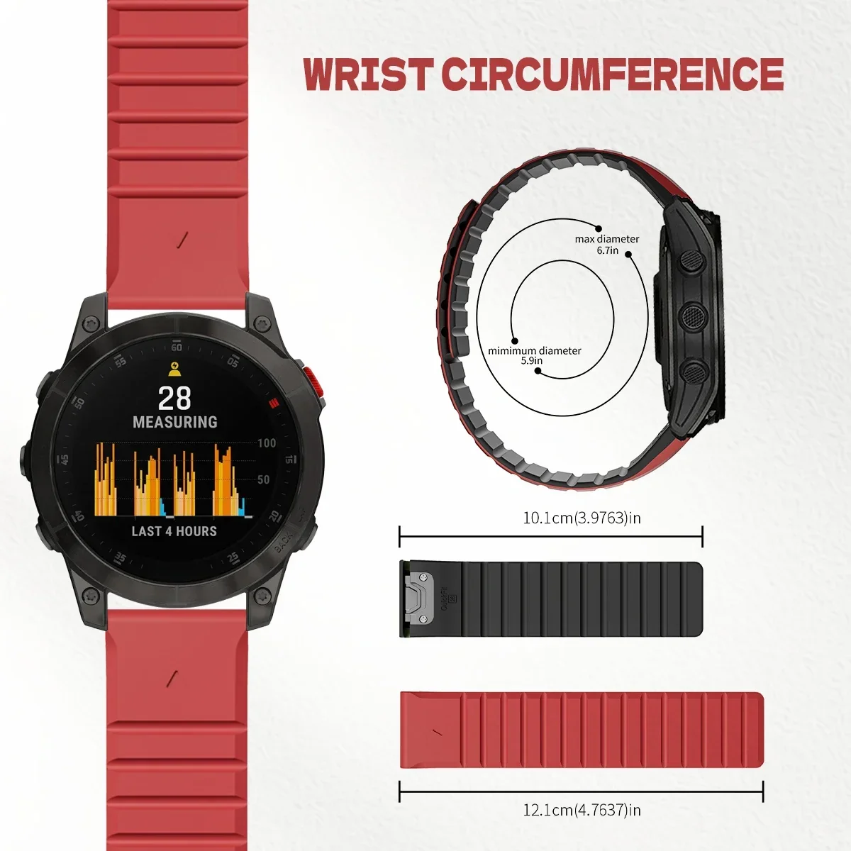 Garmin Fenix用シリコンウォッチバンド、磁気ループ - Silicone Watch Band 22Mm のレビューと価格