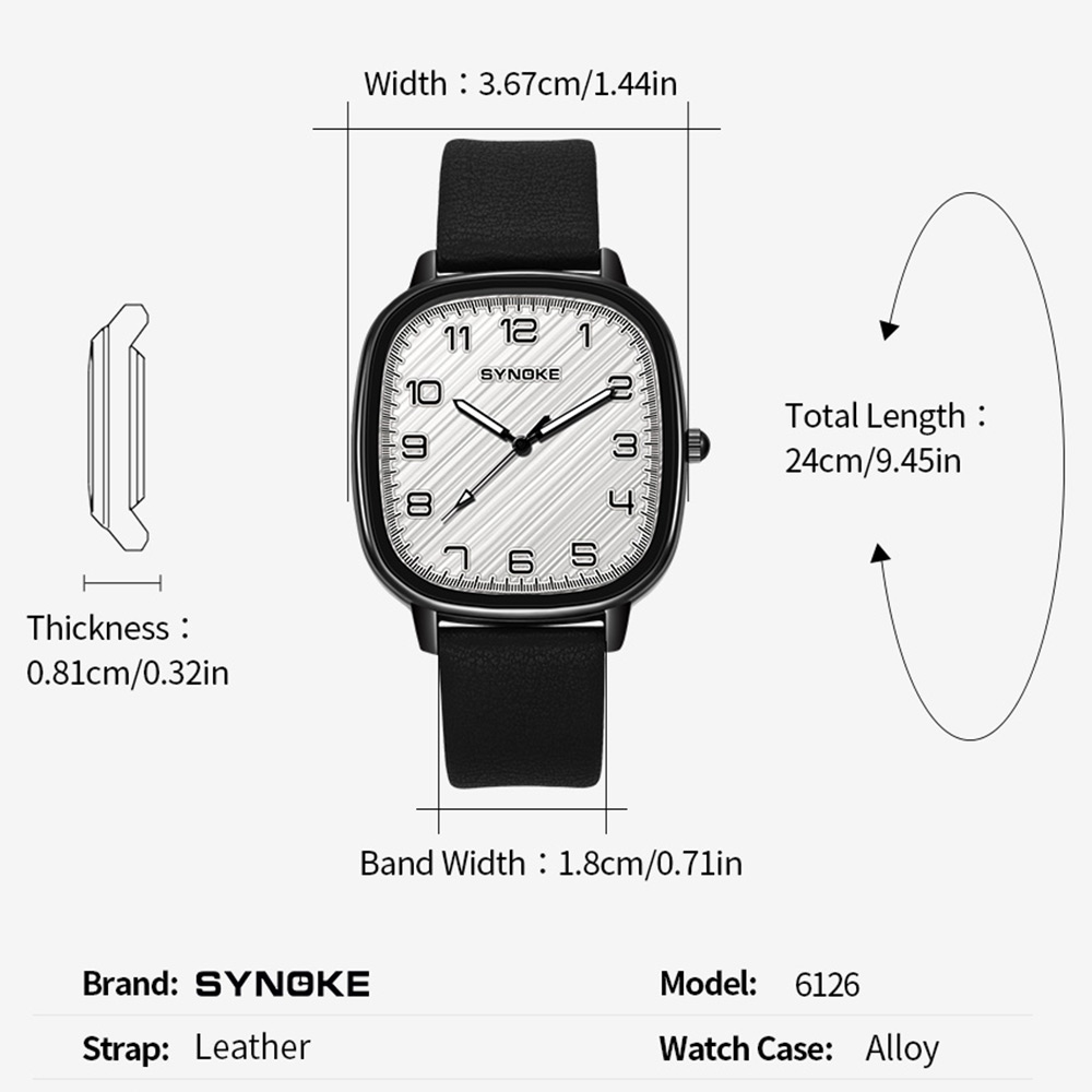 男性用腕時計 SYNOKE トップブランドの合金ケースとレザ - Leather Watch Band Men のレビューと価格