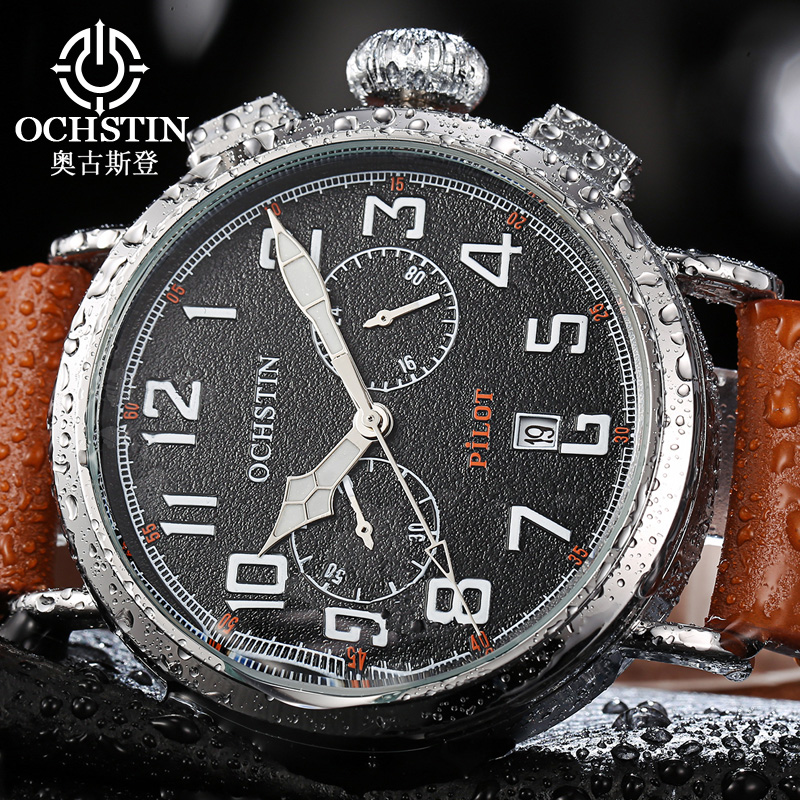 OCHSTIN 本革ストラップ男性クォーツ腕時計メンズ防水多 - Leather Watch Band Men のレビューと価格